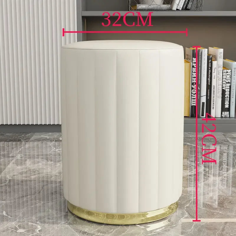 Luxury Cream Bedroom Dressing Stool Shoes Stool Creative Stools Round Stools Leather Manicure Ottomans Living Room Furniture