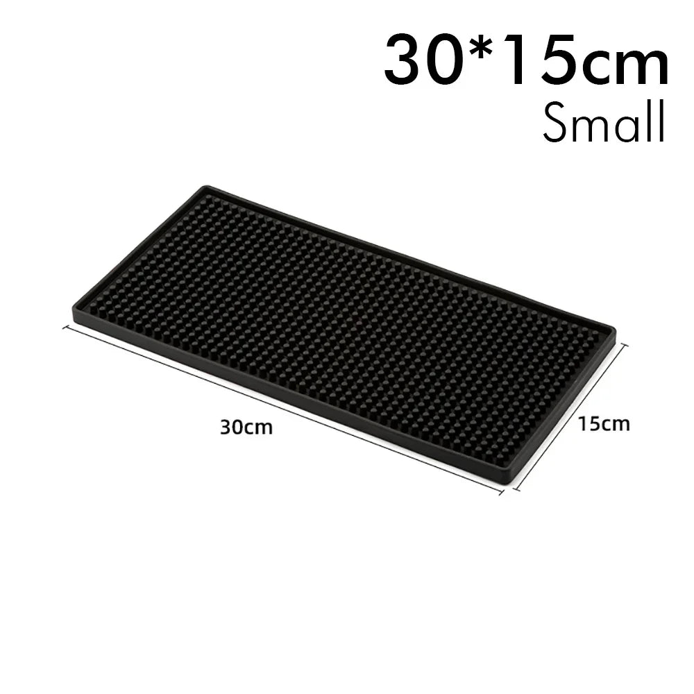 Rubber Bar Mat Coffee Maker Countertop Spill Mats Bar Service Mat Dish Glass Drying Mat for Barista Cocktail Bartender Black