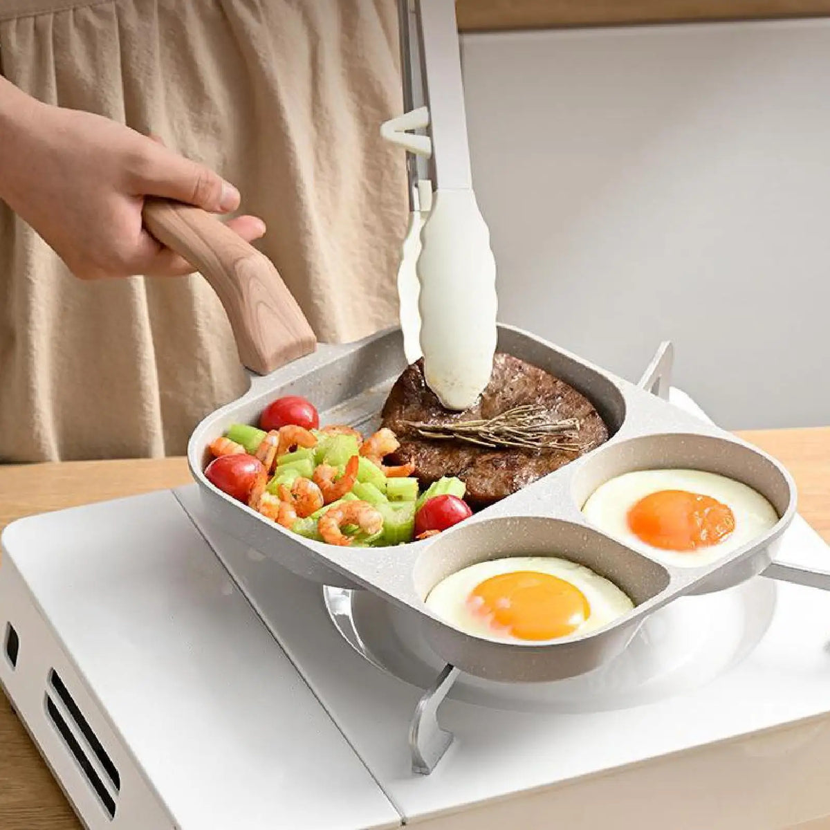 3-Section Nonstick Egg Frying Pan