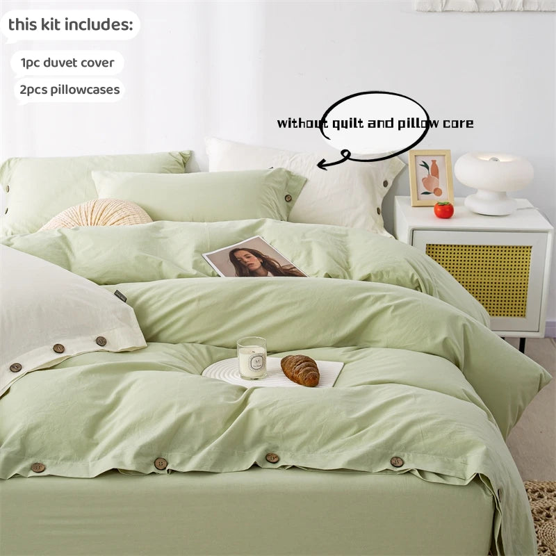 3pcs 100% cotton bedding set Double Duvet Cover Set 220x240 Solid Twist Cotton King Size Bedding Set Quilt Cover Set
