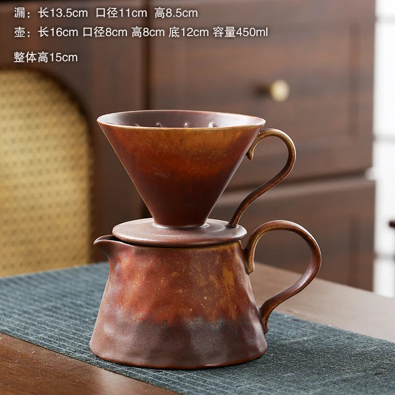 2026 Classic Ceramic Pour Over Coffee Set Large Coffee Server Cone Shaped Dripper Filter Home Hand Brew Coffee Tool Kit