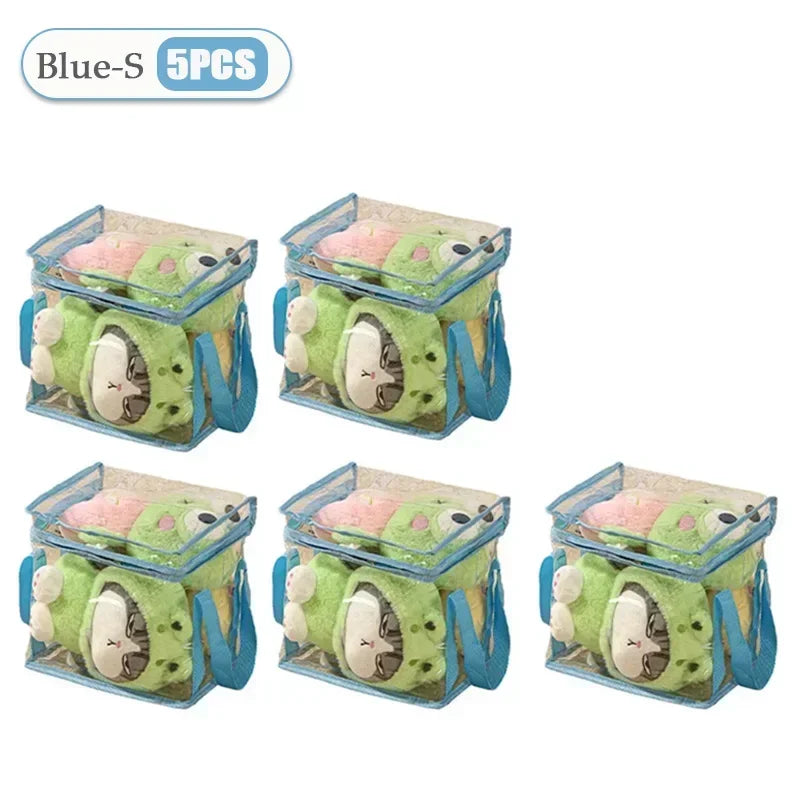 1/3/5PCS Transparent Toy Storage Box Large Capacity Waterproof Dustproof Folding Organizer Bag for Home Closet Bedroom Supplies