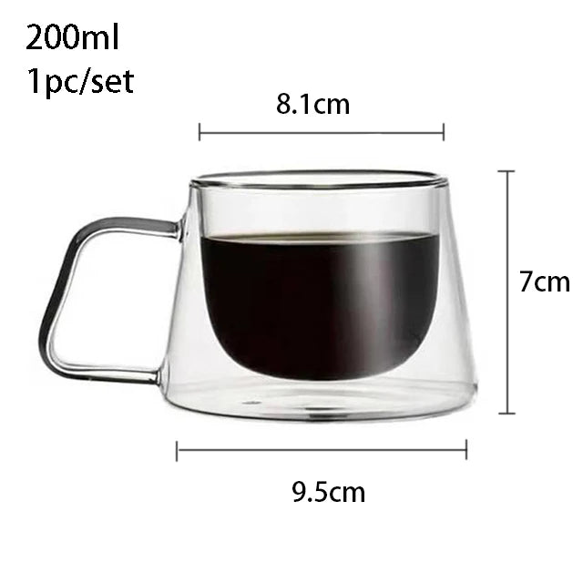 YWDL Double Wall Glass Coffee Mug Heat-resistant Espresso Cup Thermo Insulated Cup For Latte Cappuccino Tea Drinkware Set