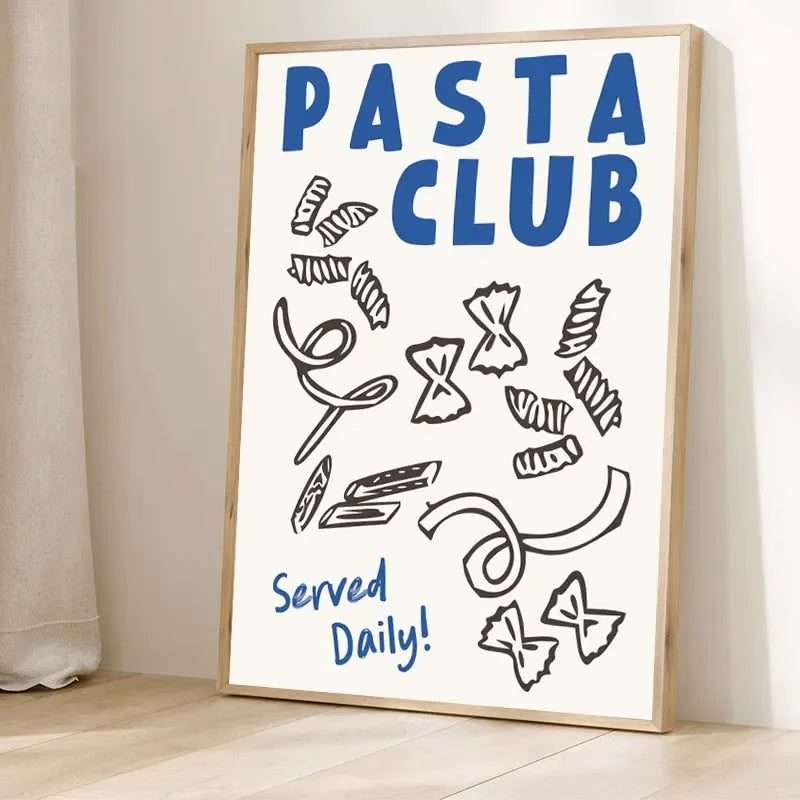 Retro Food Poster Canvas Printing Chef Cafe Morning Breakfast Pasta Coffee Club Kitchen Wall Art Pictures Home Decor Art Poster