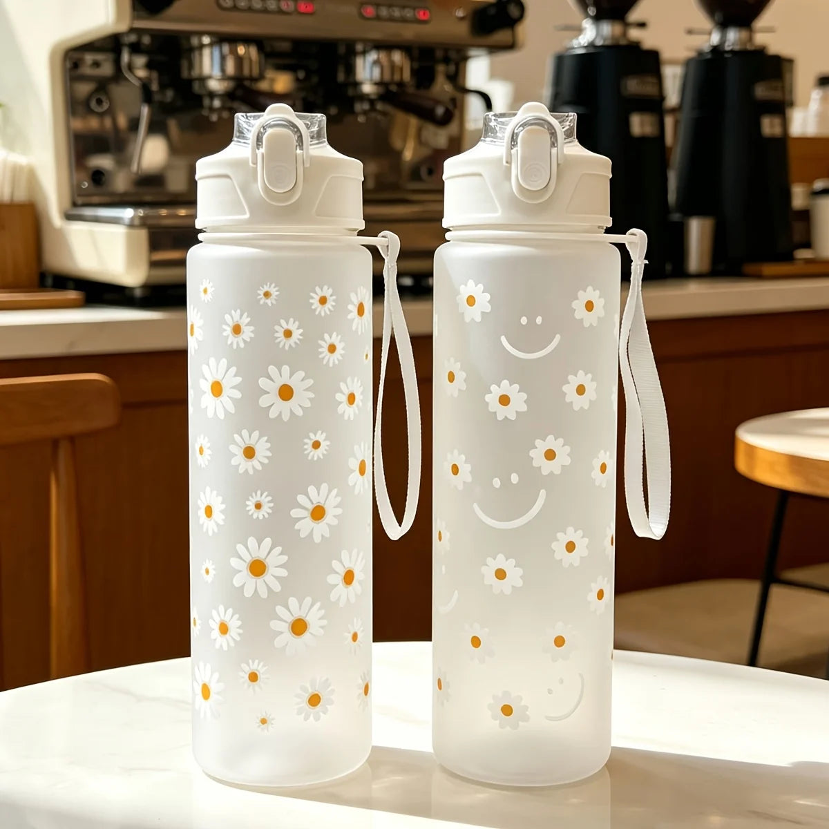 750ml Summer Daisy Straw Water Bottle