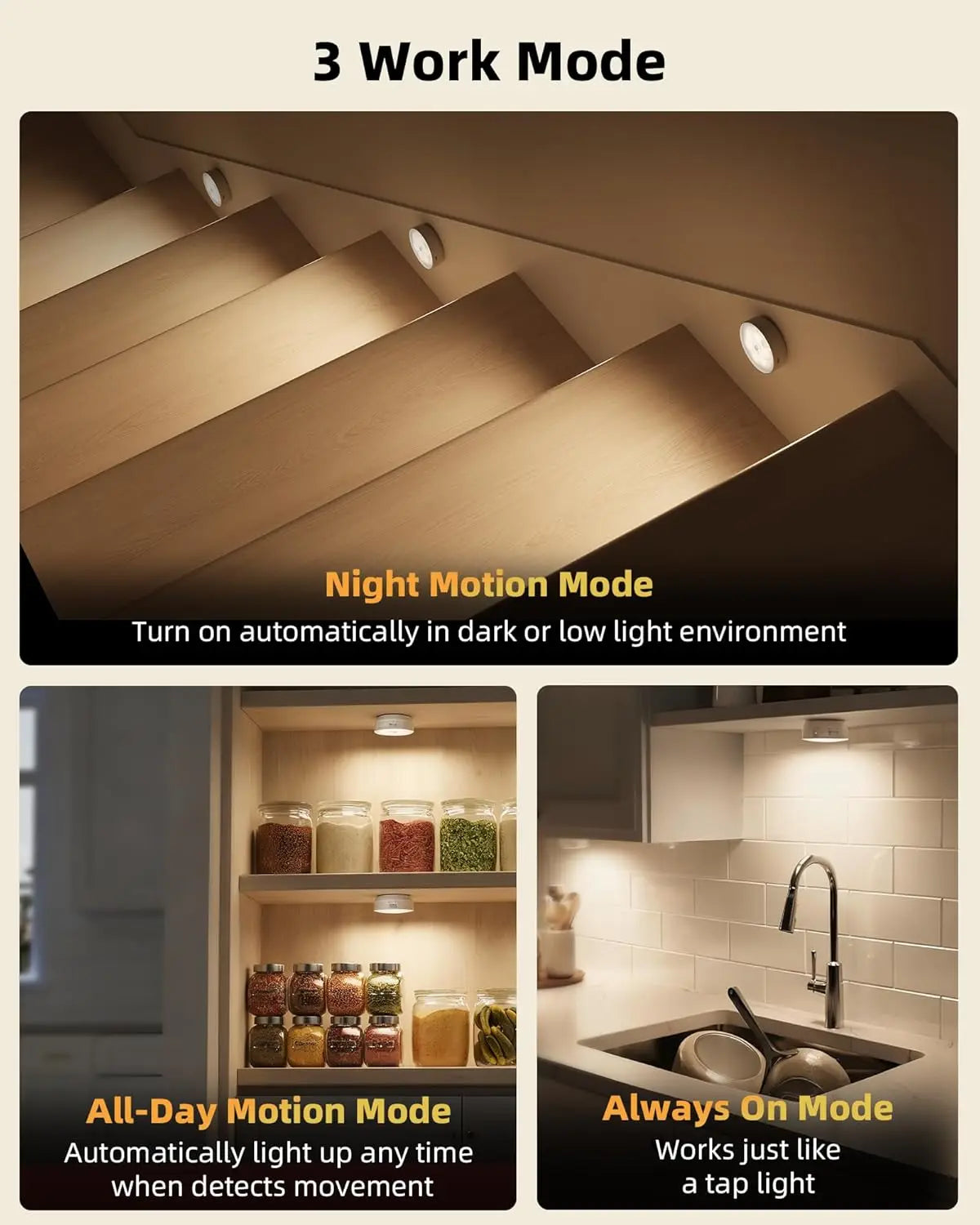 LED Smart Human Body Sensor Night Lamp Emergency Automatic Lighting USB Charging Wireless Magentic Suction Use Night Light