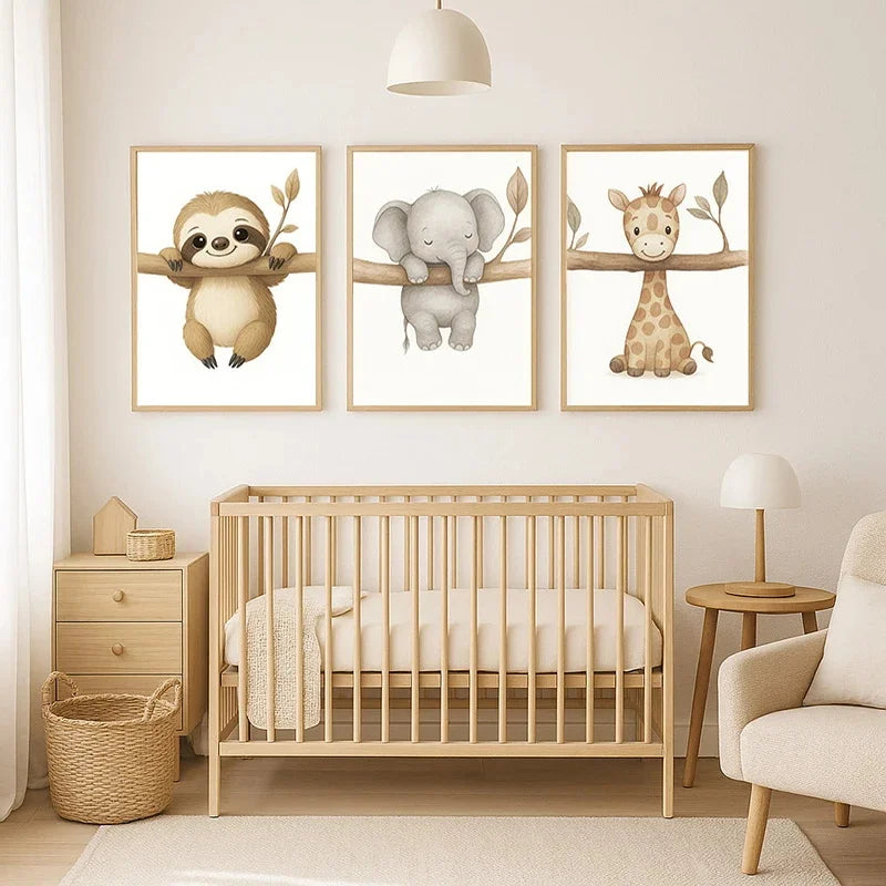 1/3pcs Cute Animal Wall Art Poster Elephant & Giraffe Nursery Prints for Kids Room, Bedroom or Living Room Decor Gift Poster