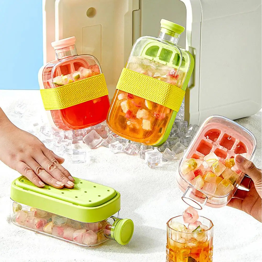 Summer Ice Cube Tray With Straw 2 in1 Ice Tray And Water Bottle For Ice Maker Silicone Ice Cube Portable Kettle Reusable Icecup