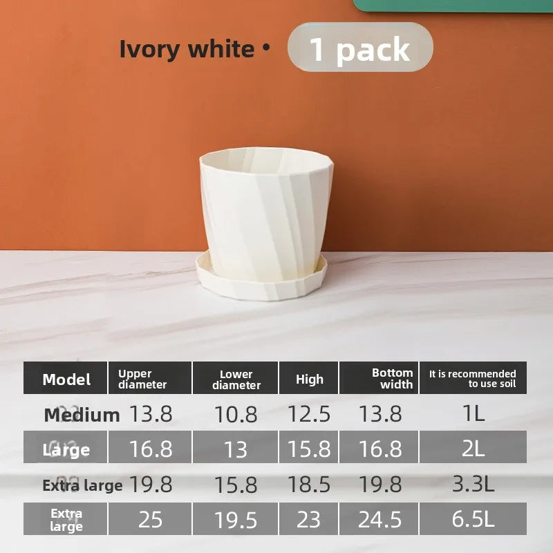 Large Resin Plastic Flower Pot for Succulents and Green Plants, New Ceramic White Breathable Creative Personality Simple Home Ba