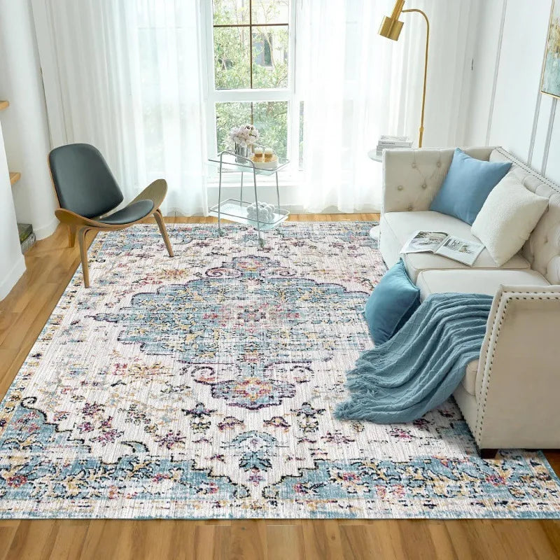 VIKAMA 1PC Persian National Style Crystal Velvet Carpet Dirt Resistant Living Room Coffee Table Mat Hotel Home Decoration