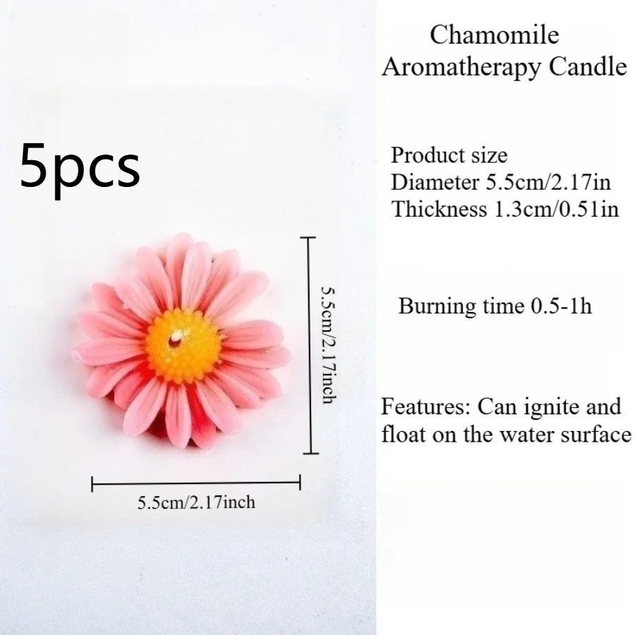 1pc/5pcs Cute Daisy Chamomile Scented Candle Soy Wax Aromatherapy Candle Home Bedroom Table Decor Wedding Birthday Gift