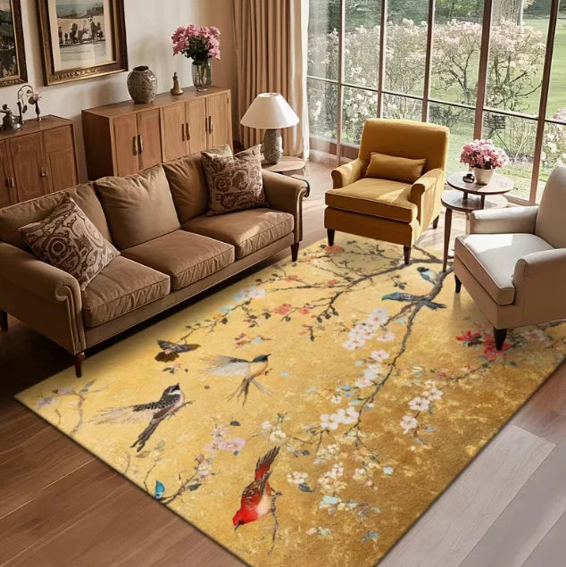 Home Decor Retro Flower Pattern Carpet Decorative Style Living Room Carpet Sofa Door Mat Bedroom Carpet Other Suitable Carpets
