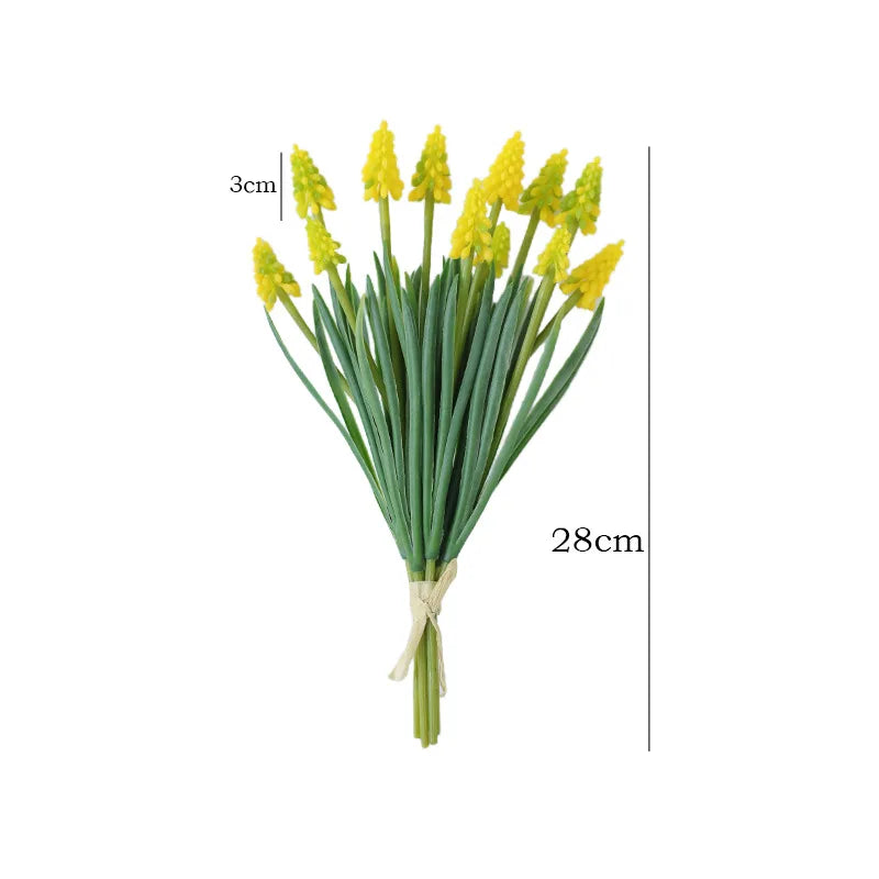 28CM Artificial Grape Hyacinth Bouquet – 5PCS Fake Flowers for Wedding & Home Décor