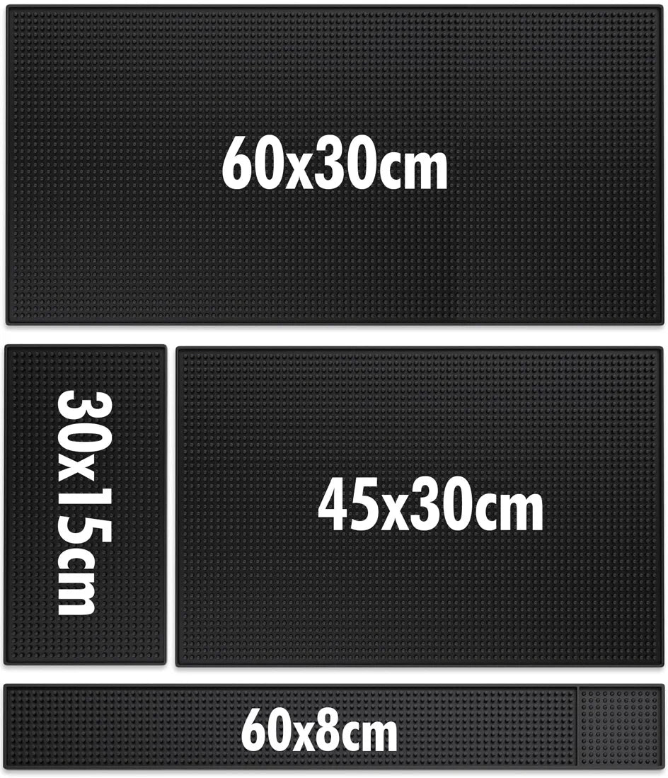 Rubber Bar Mat Coffee Maker Countertop Spill Mats Bar Service Mat Dish Glass Drying Mat for Barista Cocktail Bartender Black