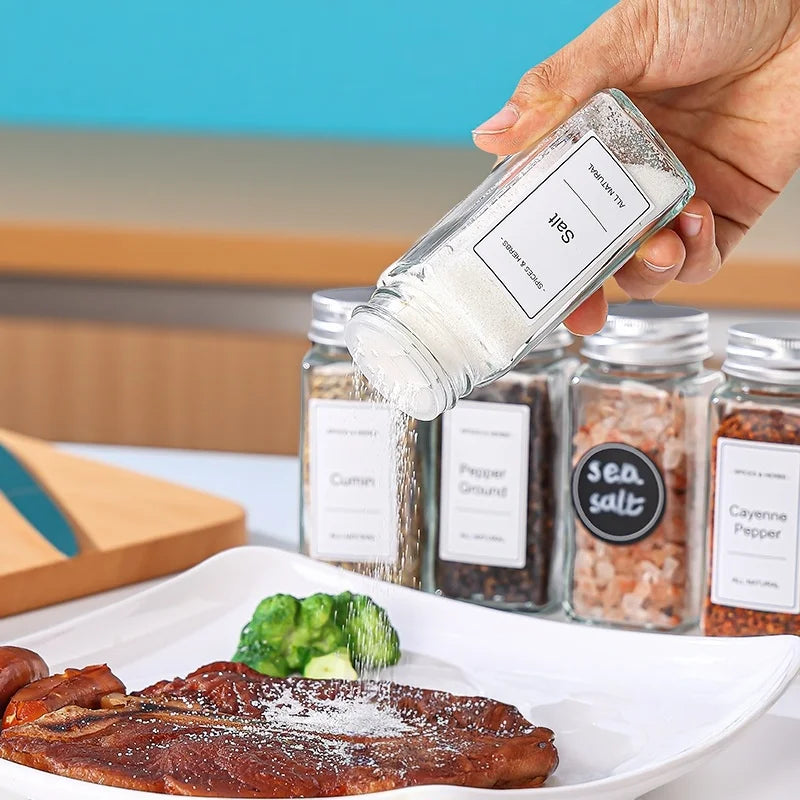 Transparent Storage Tank Glass Sealed Spice Jars Dispensing Bottles Storage Tool Square Spice Jar with Acacia Wood Lids