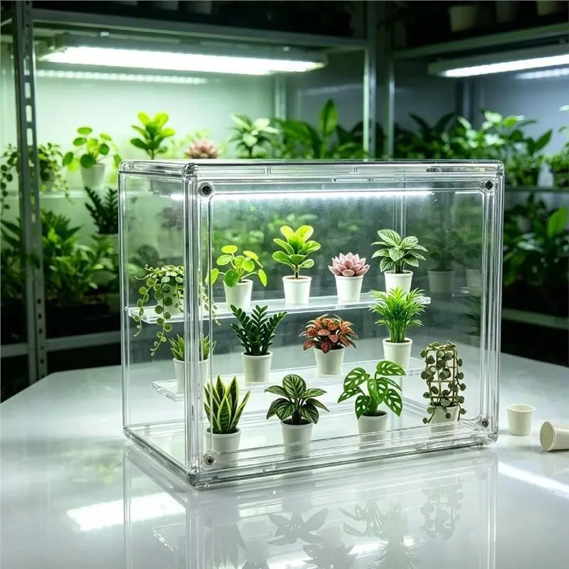 ABMR-Mini Greenhouse Indoor, Clear Small Green House With Magnetic Door,Stackable Succulentseed Starting Observation Station