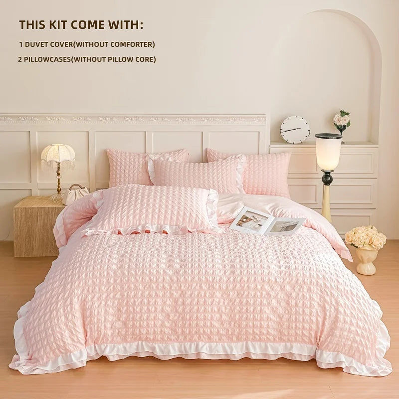 3 Piece seersucker duvet cover Set , comfortable Bedding Set Bedspread for All Season
