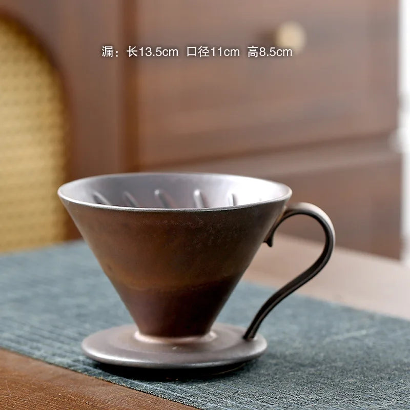 2026 Classic Ceramic Pour Over Coffee Set Large Coffee Server Cone Shaped Dripper Filter Home Hand Brew Coffee Tool Kit