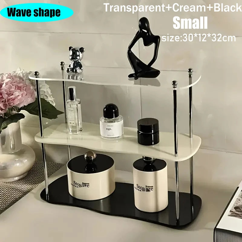 Ins Style Acrylic Storage Rack Desktop Organizer Perfume Jewelry and Cups Display Stand 3 Layers Removable Decorative Shelf