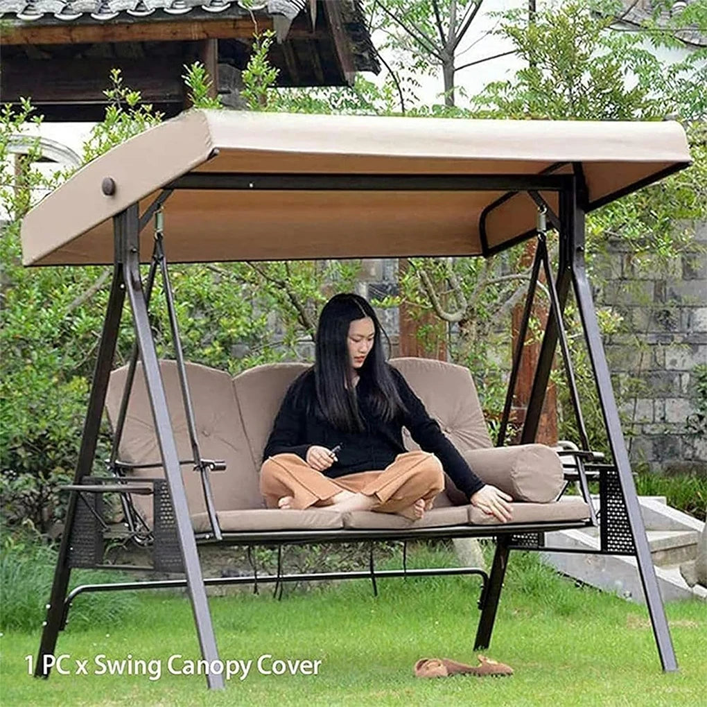 Oxford Cloth Garden Swing Canopy Replacement For 3 Seater Swing Seats Outdoor Patio 191x120x20CM