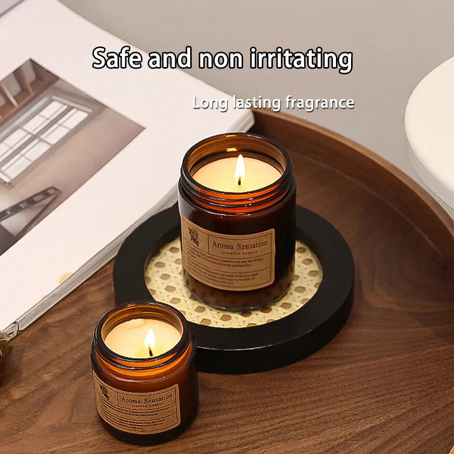 1pcs Brown Glass Cup Aromatherapy Candle Smokeless Scented Candle Suitable for Home Decoration Birthday Valentine&