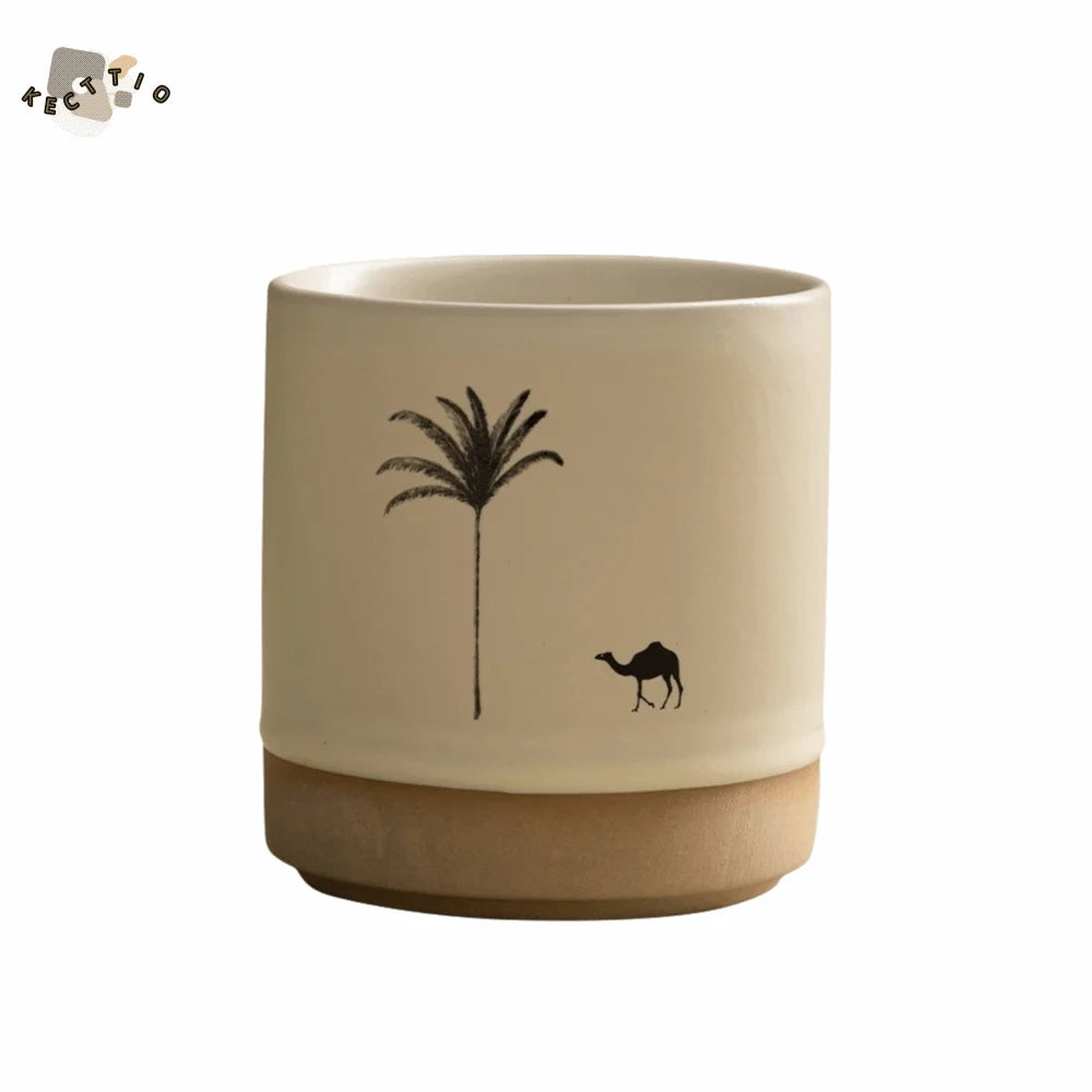 Ancient Retro Ceramic Mug Hand-painted Minimalist Ceramic Coffee Cup Unique D Handmade Chinese Ceramic Cup Daily Drinking