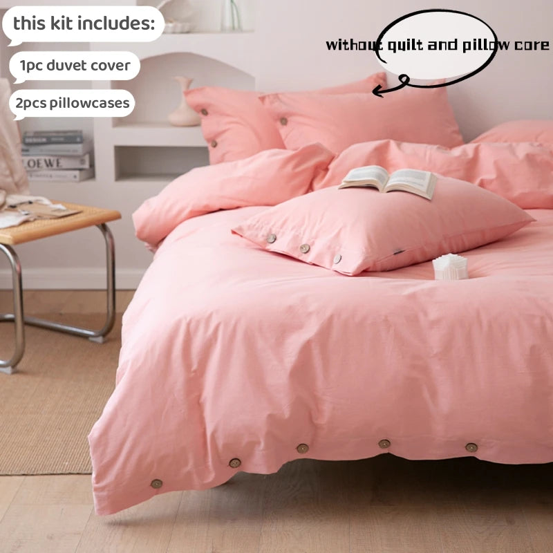 3pcs 100% cotton bedding set Double Duvet Cover Set 220x240 Solid Twist Cotton King Size Bedding Set Quilt Cover Set