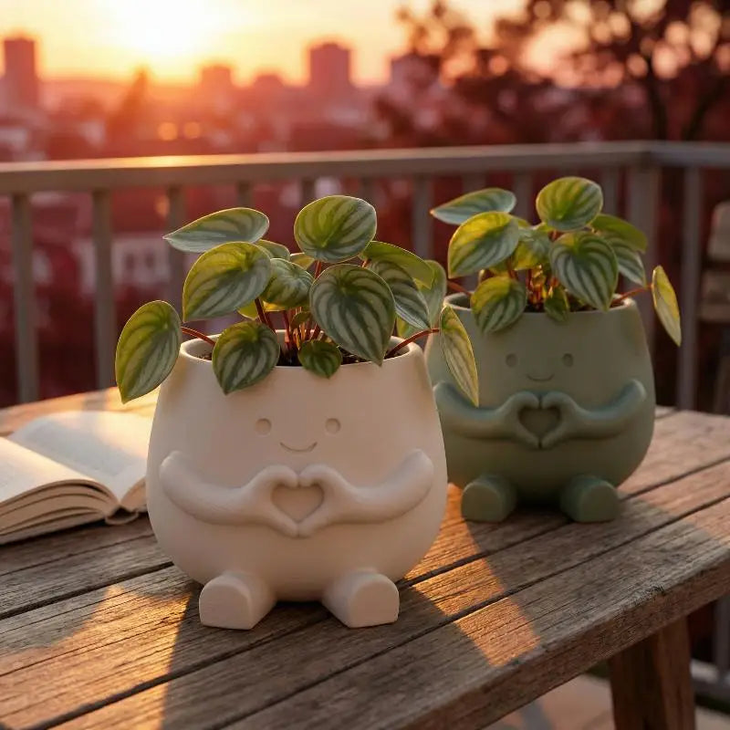2pcs Unique Sitting Chair Face Flower Vase Cute Resin Head Planter Durable Succulent Pots Home Yard Desktop Garden Decoration