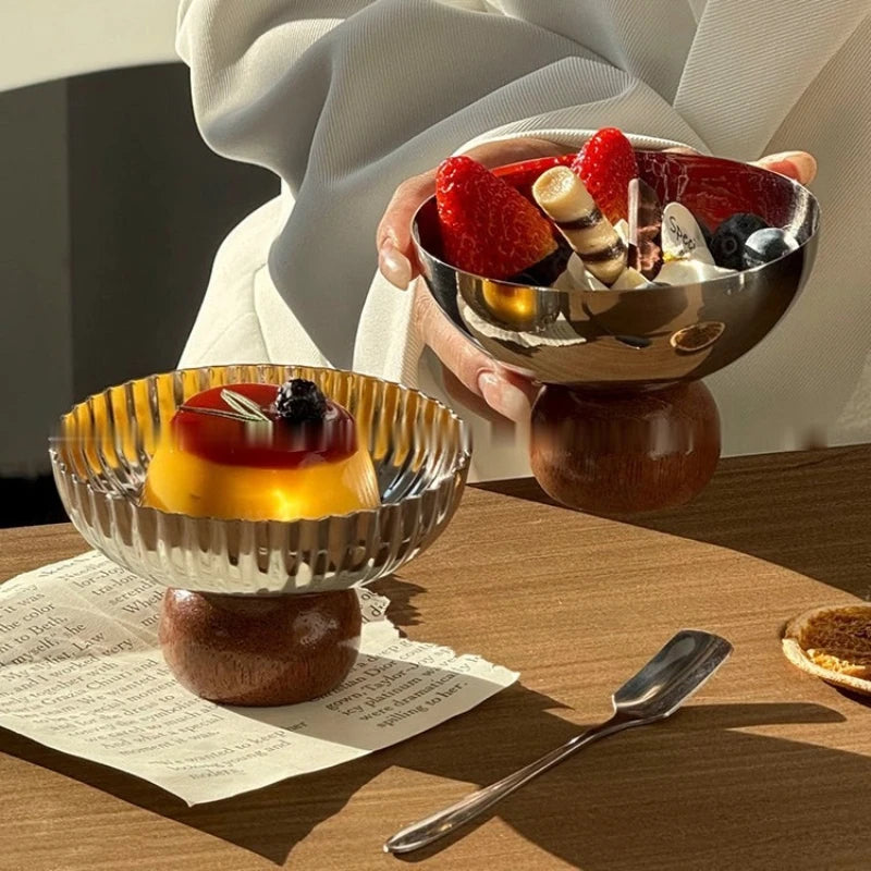 Ins Style Creative Short Bowl Stainless Steel Dessert Bowl High-looking Snack Bowl Ice Cream Cup Pudding Cup