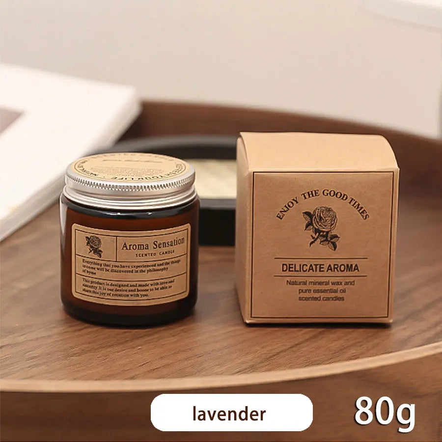 1pcs Brown Glass Cup Aromatherapy Candle Smokeless Scented Candle Suitable for Home Decoration Birthday Valentine&