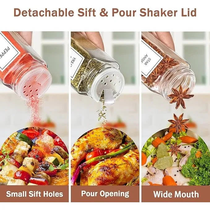 1Pc 120ml Glass Spice Jars with Bamboo Lid Spice Seasoning Containers Salt Pepper Shakers Spice Organizer Kitchen Storage Set