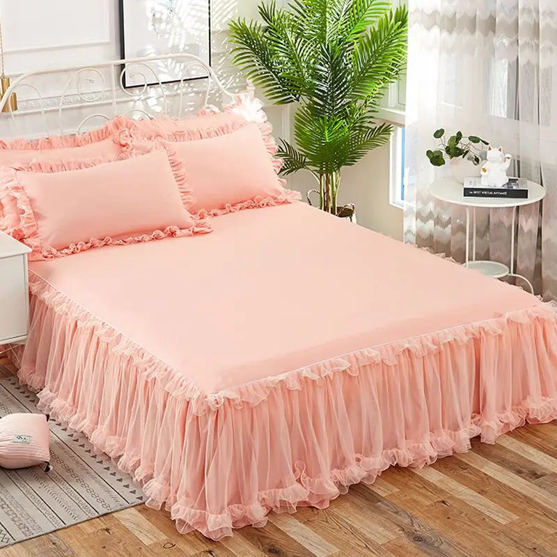 Korean Lace Bed Skirt Single Piece Princess Bedspread Thickened Mattress Non-Slip Bed Sheet Cover