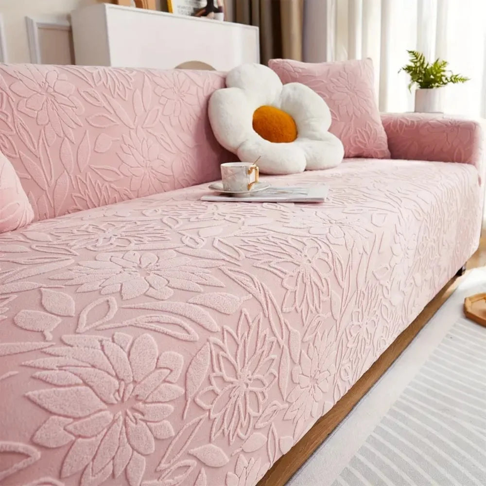 1pc Camellia Jacquard Elastic Sofa Slipcover, Non-slip Sofa Cover, Couch Cover Four Seasons Universal Furniture Protector Decor