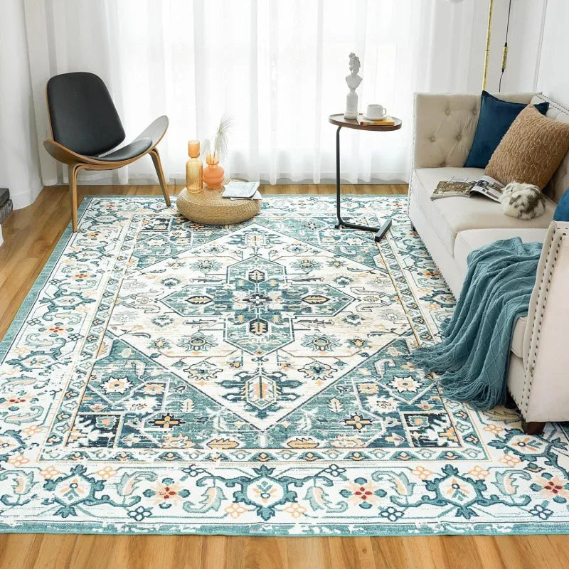 VIKAMA 1PC Persian National Style Crystal Velvet Carpet Dirt Resistant Living Room Coffee Table Mat Hotel Home Decoration