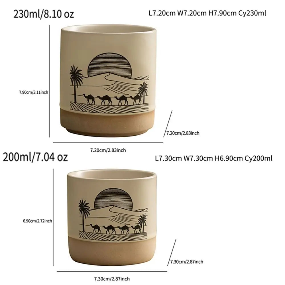 Ancient Retro Ceramic Mug Hand-painted Minimalist Ceramic Coffee Cup Unique D Handmade Chinese Ceramic Cup Daily Drinking