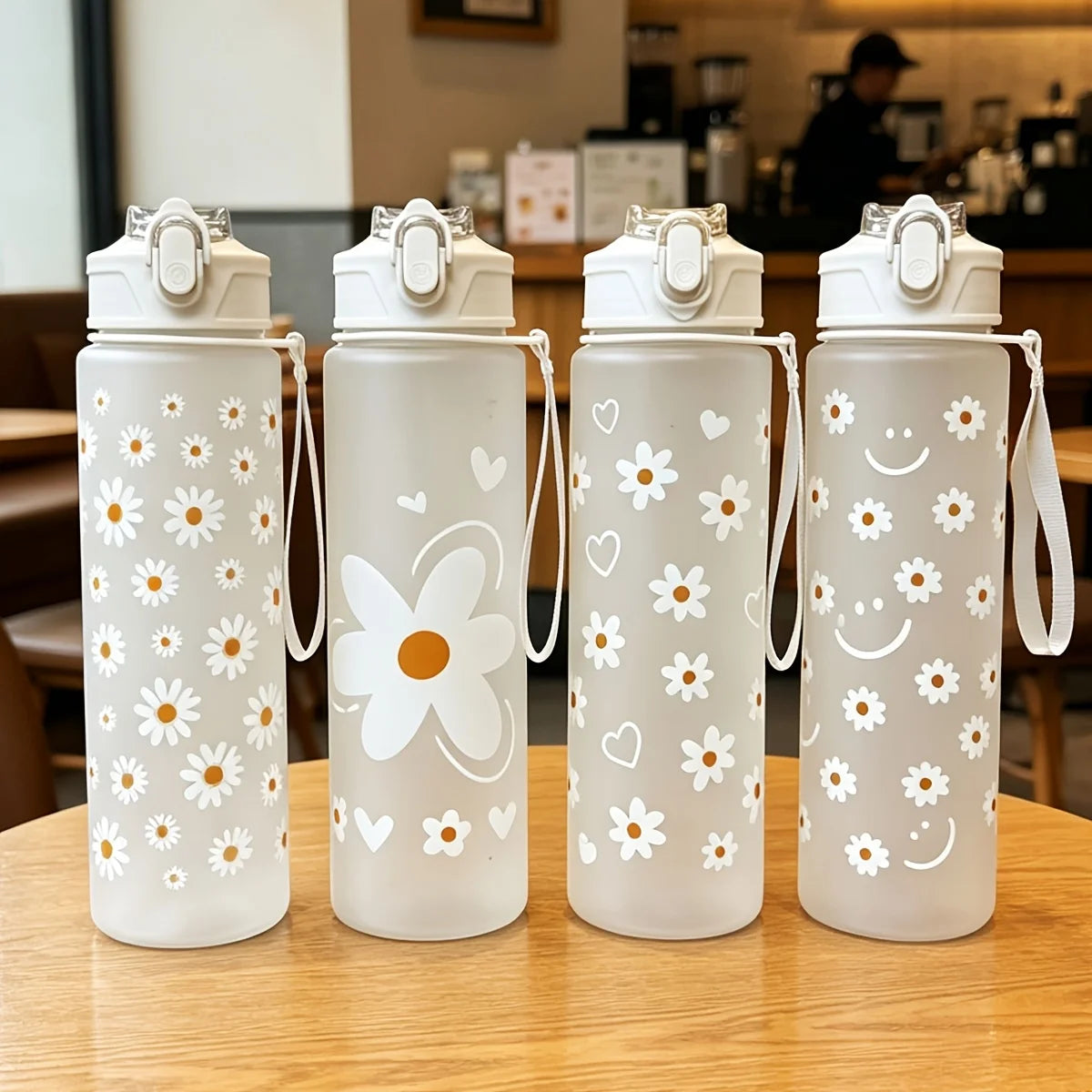 750ml Summer Daisy Straw Water Bottle