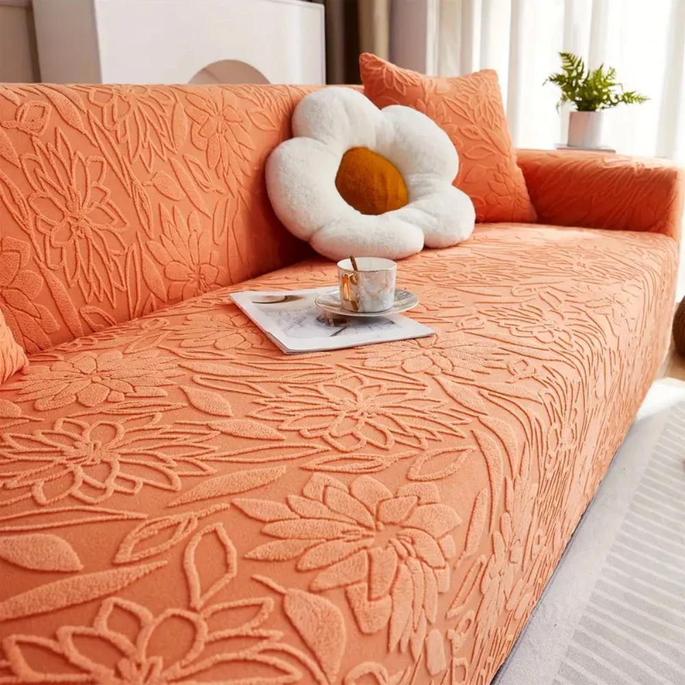 1pc Camellia Jacquard Elastic Sofa Slipcover, Non-slip Sofa Cover, Couch Cover Four Seasons Universal Furniture Protector Decor