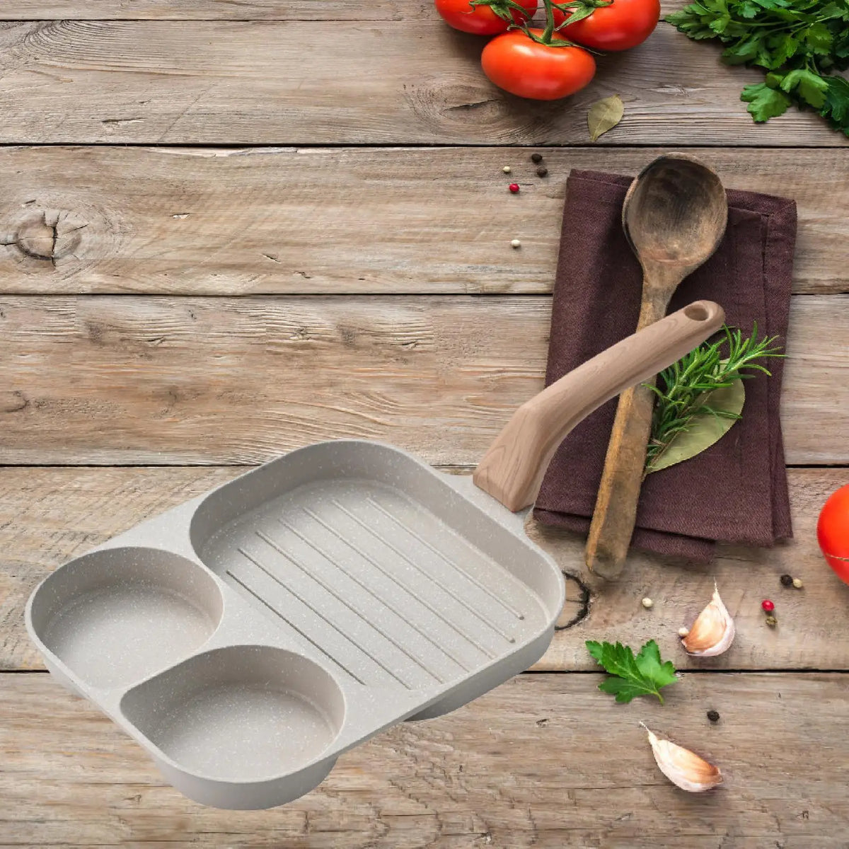 3-Section Nonstick Egg Frying Pan