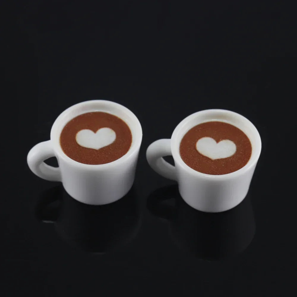 10pcs Cute Latte Art Coffee Cup Charms 3D Resin Drink Mug Pendants for Earring Necklace Keychain Dollhouse DIY Jewelry Making