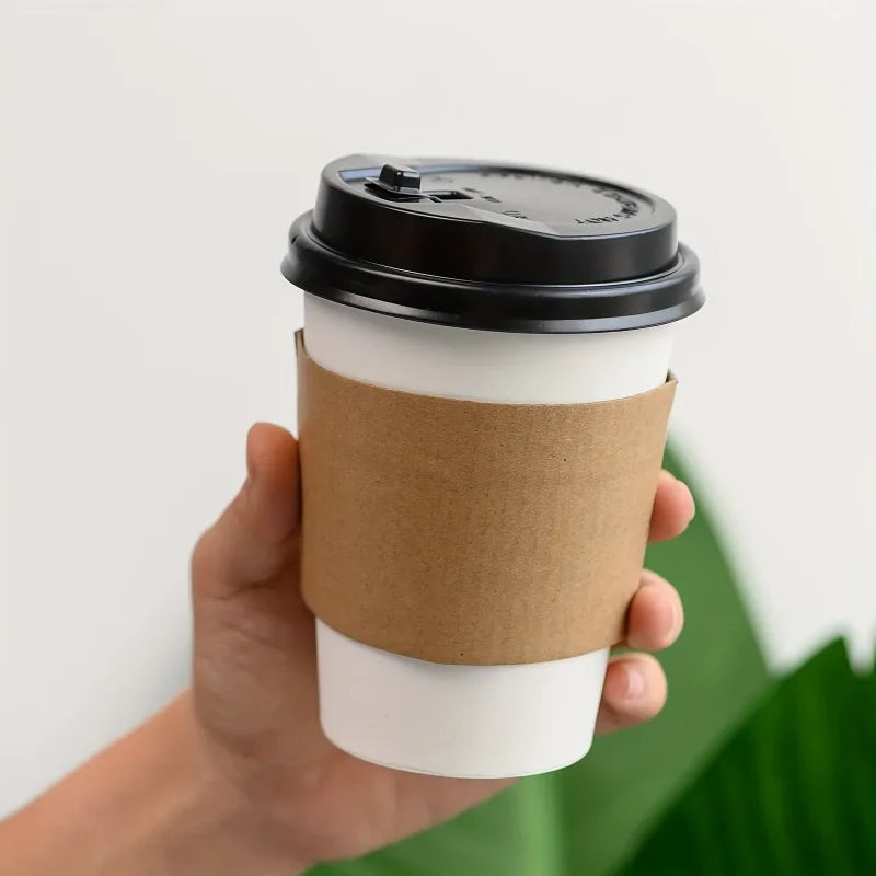 50PCS Disposable Cup Covers Kraft Paper Cup Covers Thermal Insulation Pads Hot Cold Drinks Home Party Restaurants Coffee Shops