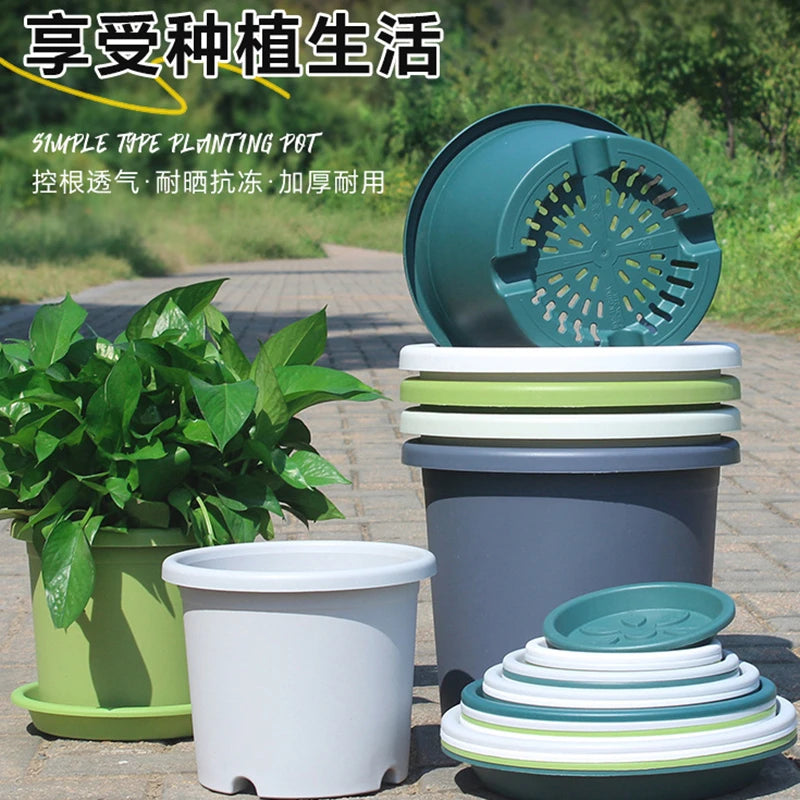 Root Control Flower Pot with Tray Large Capacity Vase for Rose Hydrangea Planting Pot Home Balcony Decoration Garden Supplies