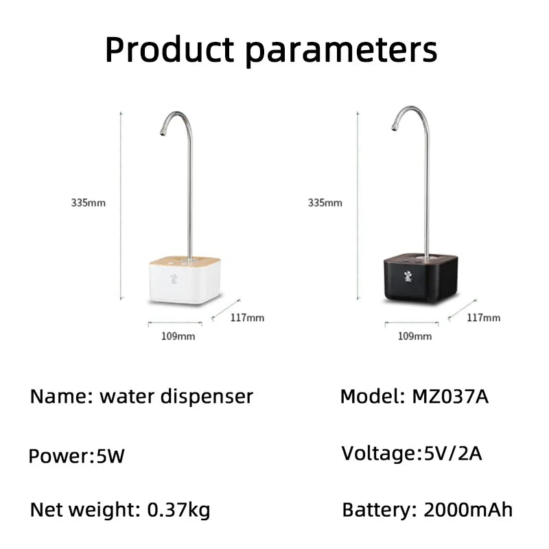 2000mAh Smart Water Dispenser Electric Pump Wireless Bucket Water Pressure Auto Drinking Water Bottle Switch Quantitative Water