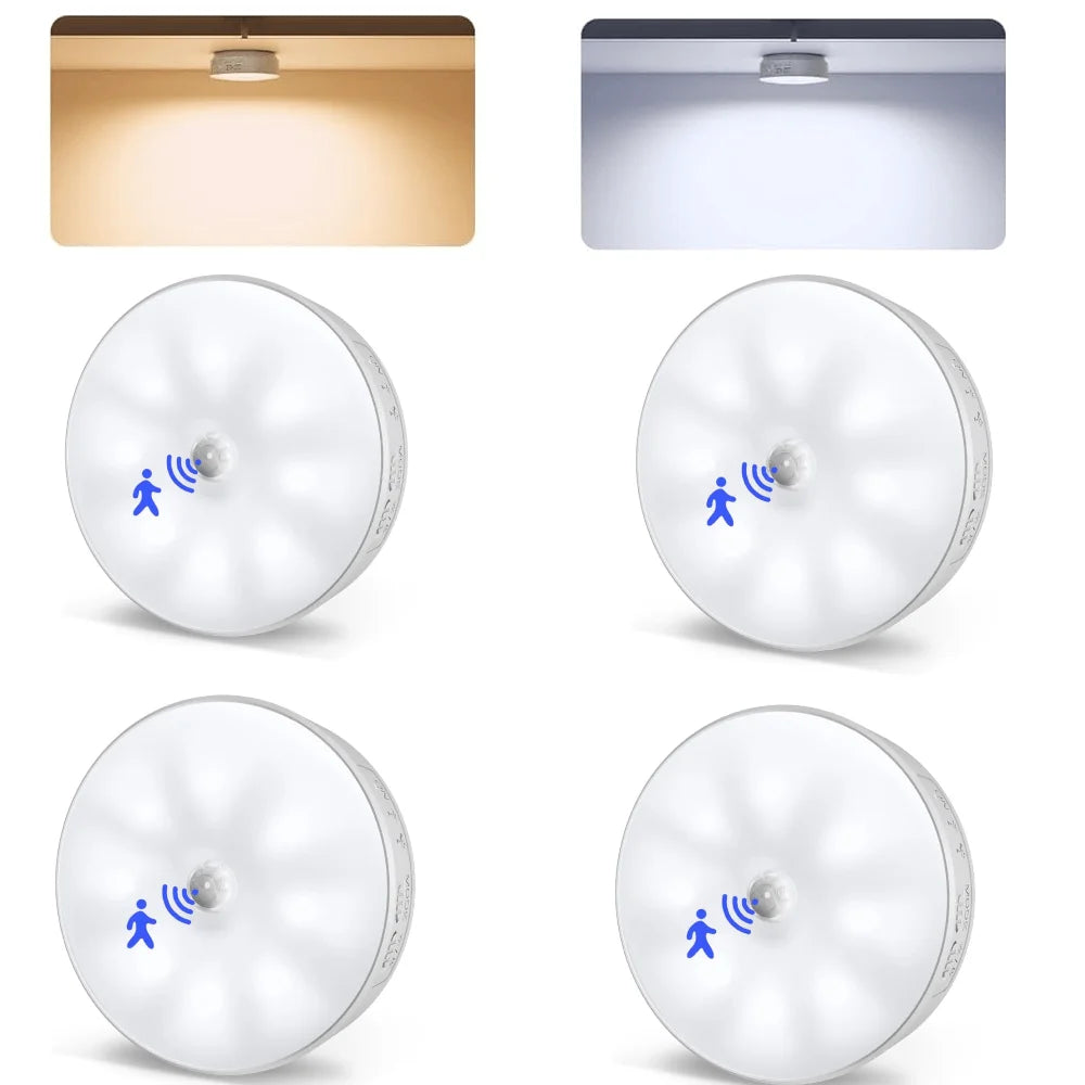 LED Smart Human Body Sensor Night Lamp Emergency Automatic Lighting USB Charging Wireless Magentic Suction Use Night Light