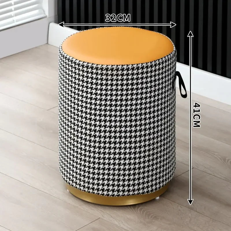 Luxury Cream Bedroom Dressing Stool Shoes Stool Creative Stools Round Stools Leather Manicure Ottomans Living Room Furniture