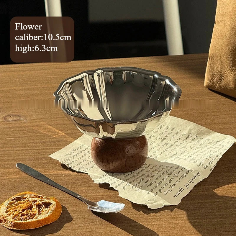 Ins Style Creative Short Bowl Stainless Steel Dessert Bowl High-looking Snack Bowl Ice Cream Cup Pudding Cup