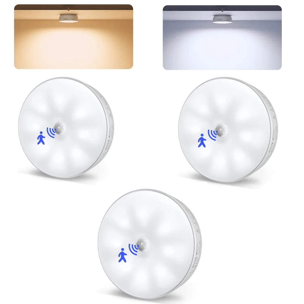 LED Smart Human Body Sensor Night Lamp Emergency Automatic Lighting USB Charging Wireless Magentic Suction Use Night Light