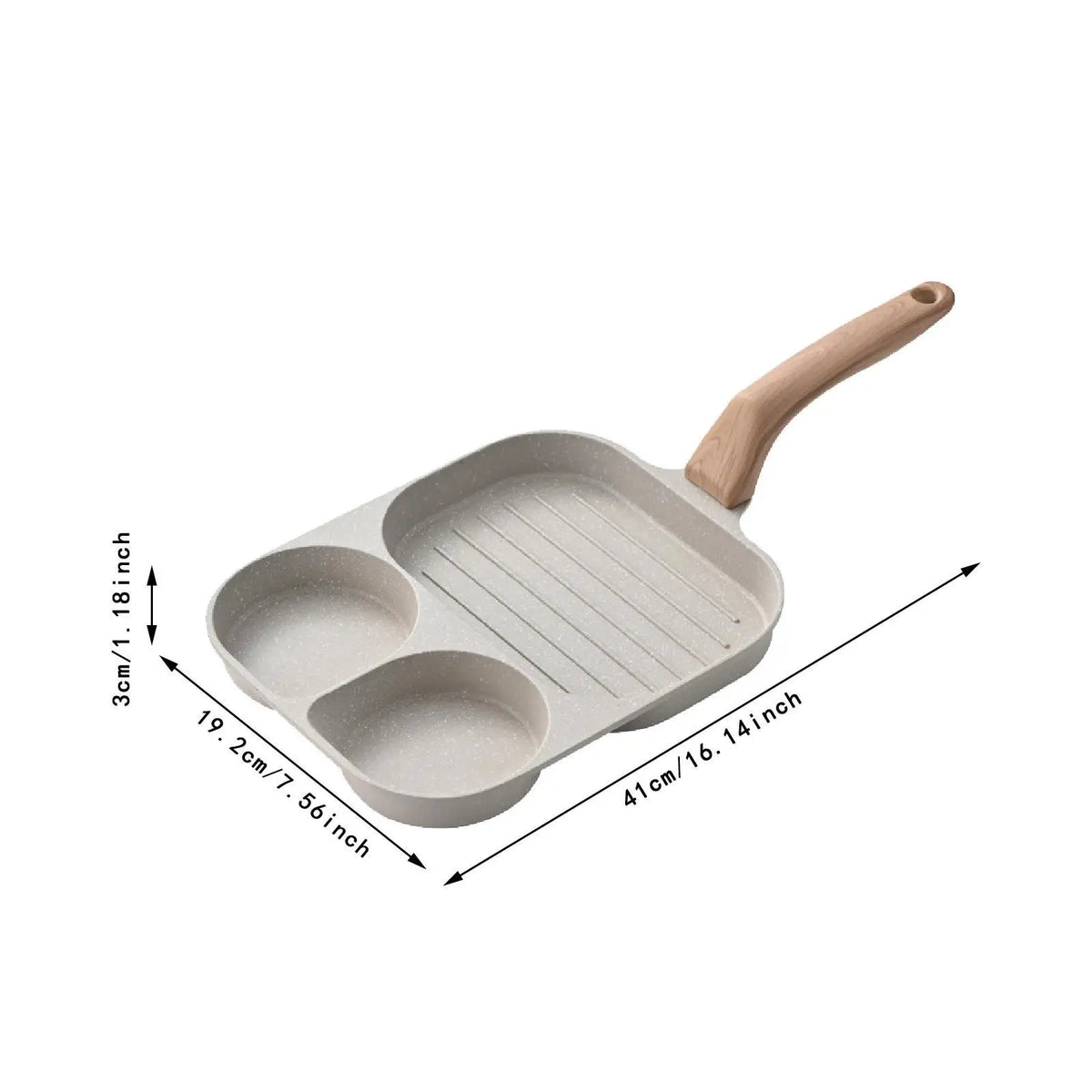 3-Section Nonstick Egg Frying Pan