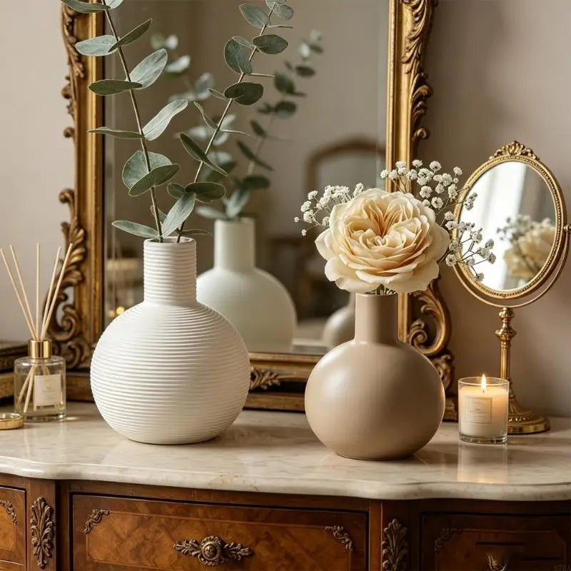 Rustic Ceramic Decorative Vase – Unique Farmhouse Flower Vase for Home & Office Décor