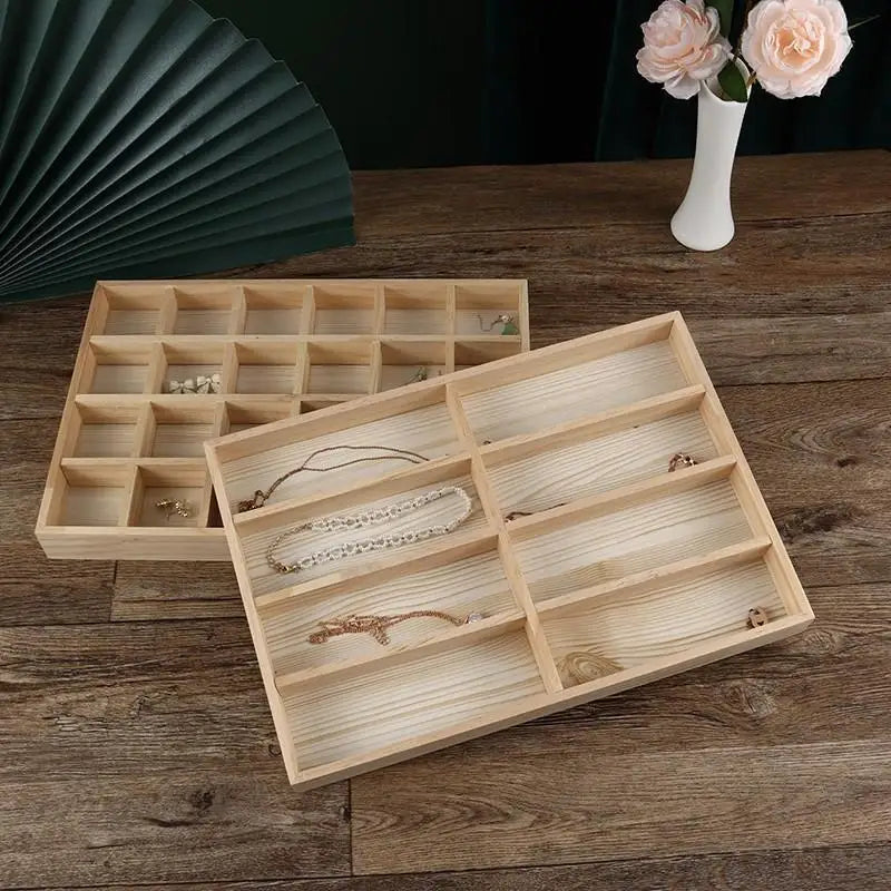 1Pcs Wooden Stackable Exquisite Jewelry Display Holder Portable Organizer Stand For Ring Earrings Necklace Trinkets Storage Case
