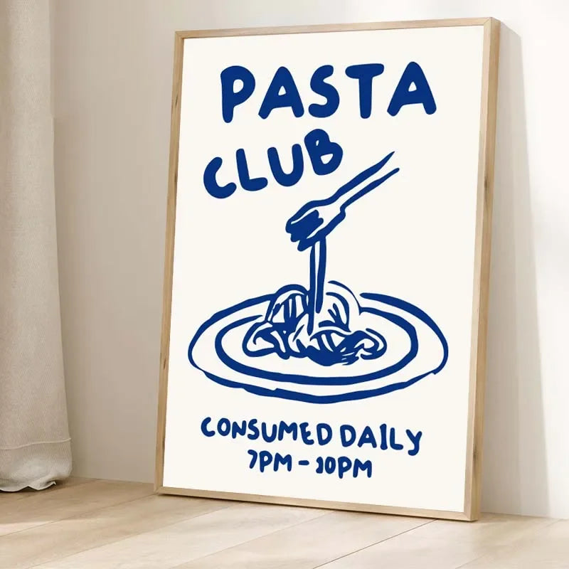Retro Food Poster Canvas Printing Chef Cafe Morning Breakfast Pasta Coffee Club Kitchen Wall Art Pictures Home Decor Art Poster